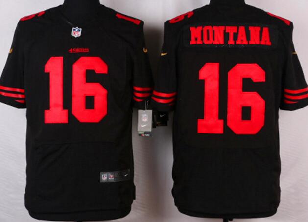 Nike San Francisco 49ers 16 Joe Montana Elite black NFL Jerseys