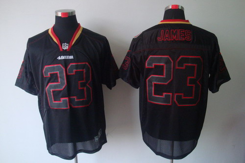 Nike San Francisco 49ers 23 Lamichael James Elite Black NFL Lights Out Jerseys