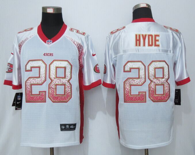 Nike San Francisco 49ers 28 Hyde Drift Fashion White Elite Jerseys