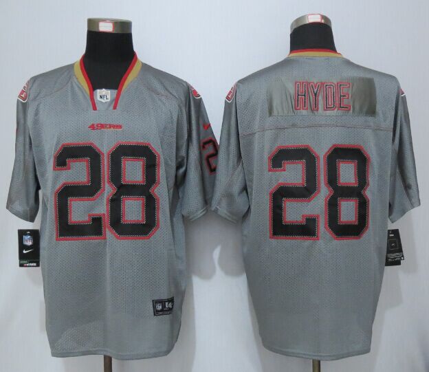 Nike San Francisco 49ers 28 Hyde Lights Out Grey Elite Jerseys