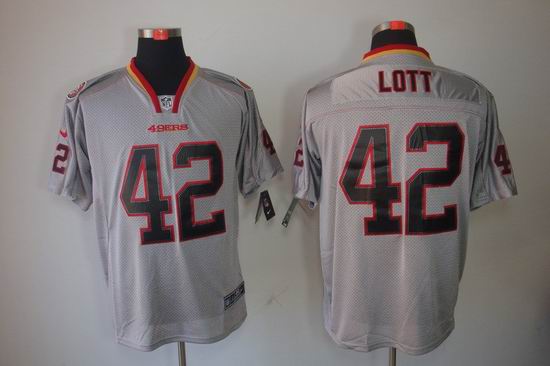 Nike San Francisco 49ers 42 Ronnie Lott Elite Grey NFL Lights Out Jerseys