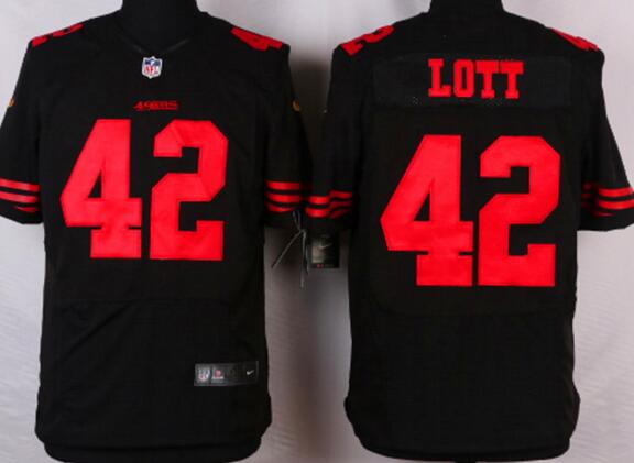 Nike San Francisco 49ers 42 Ronnie Lott Elite black NFL Jerseys
