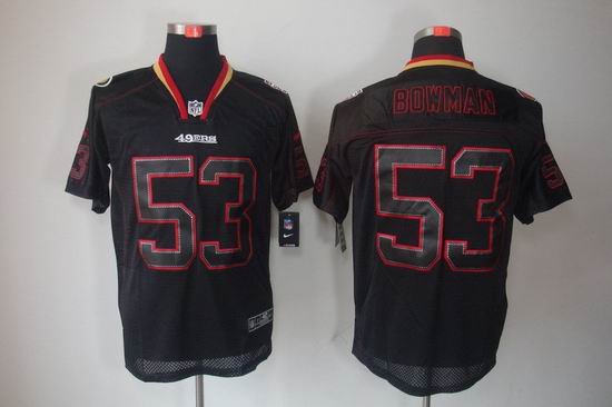 Nike San Francisco 49ers 53 Navorro Bowman Elite Black NFL Lights Out Jerseys