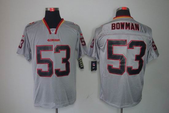 Nike San Francisco 49ers 53 Navorro Bowman Elite Grey NFL Lights Out Jerseys