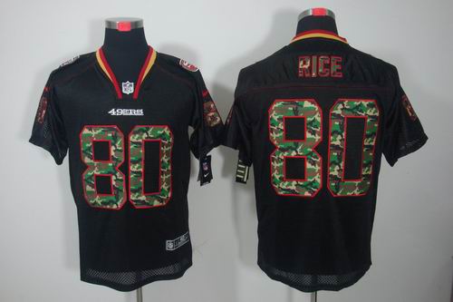 Nike San Francisco 49ers 80 Jerry Rice Elite Black Camo NFL Jerseys