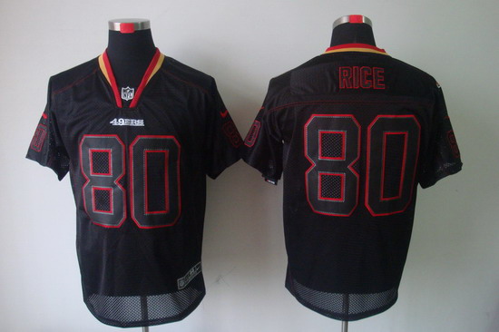 Nike San Francisco 49ers 80 Jerry Rice Elite Black NFL Lights Out Jerseys