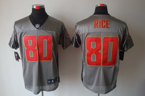 Nike San Francisco 49ers 80 Jerry Rice Elite NFL Grey Shadow Jerseys