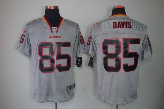 Nike San Francisco 49ers 85 Vernon Davis Elite Grey NFL Lights Out Jerseys