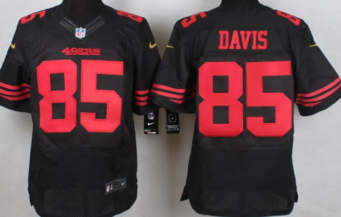 Nike San Francisco 49ers 85 Vernon Davis Elite black NFL Jerseys