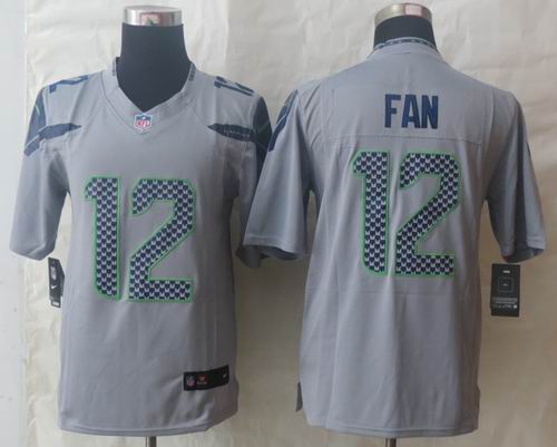 Nike Seattle Seahawks 12 Fan Grey Limited Jerseys