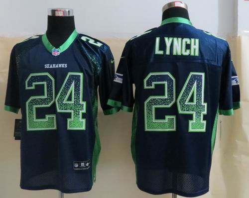 Nike Seattle Seahawks 24 Lynch Drift Fashion Blue Elite Jerseys