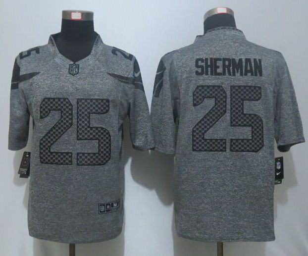 Nike Seattle Seahawks 25 Sherman Gray Men's Stitched Gridiron Gray Limited Jersey