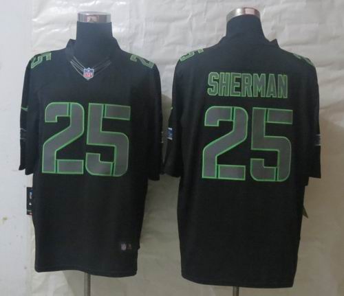Nike Seattle Seahawks 25 Sherman Impact Limited Black Jerseys
