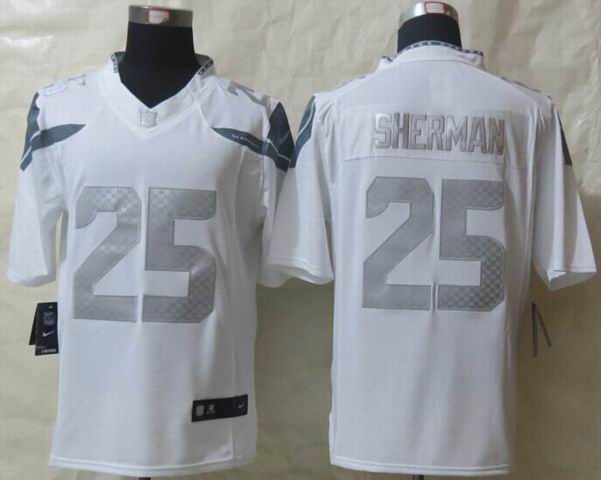 Nike Seattle Seahawks 25 Sherman Platinum White Limited Jerseys