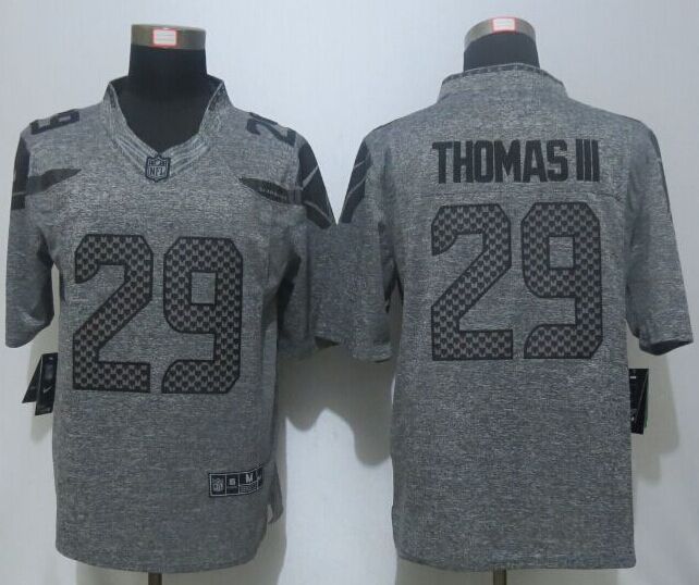 Nike Seattle Seahawks 29 Thomas III Gray Men's Stitched Gridiron Gray Limited Jersey