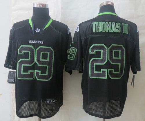 Nike Seattle Seahawks 29 Thomas III Lights Out Black Elite Jerseys