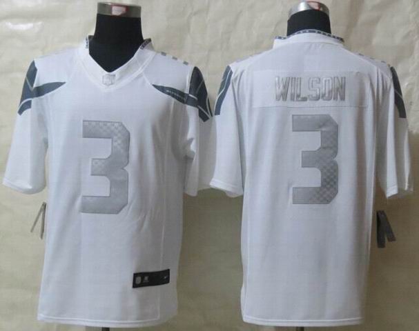Nike Seattle Seahawks 3 Wilson Platinum White Limited Jerseys