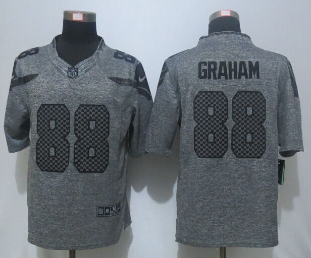 Nike Seattle Seahawks 88 Graham Gray Men's Stitched Gridiron Gray Limited Jersey
