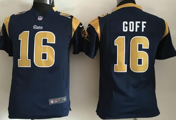 Nike St. Louis Rams 16 Jared Goff Blue kids nfl football jersey