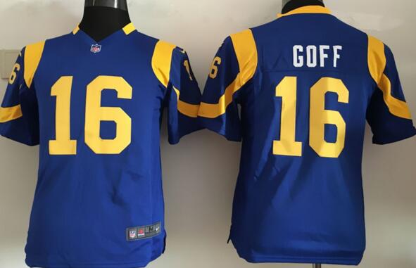 Nike St. Louis Rams 16 Jared Goff Blue kids nfl football jerseys