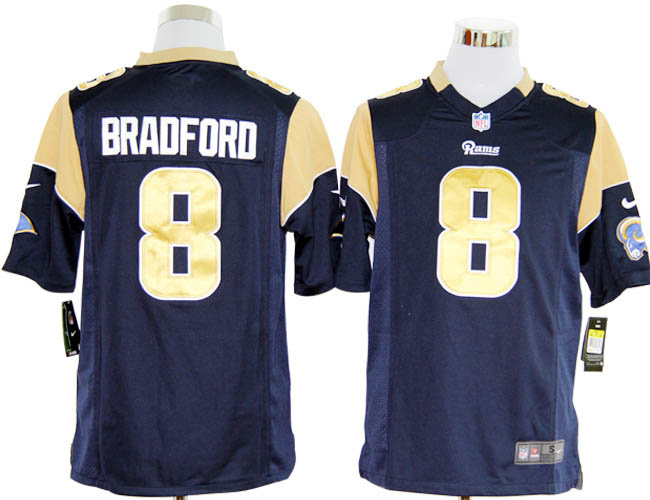 Nike St. Louis Rams 8 Sam Bradford Blue Football game Jerseys