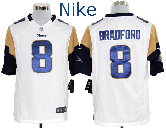 Nike St. Louis Rams 8 Sam Bradford Game White NFL Jersey