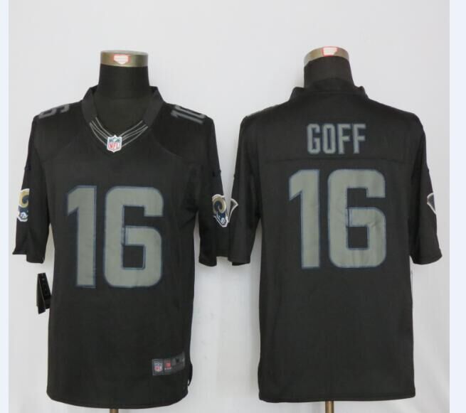 Nike St.Louis Rams 16 Goff Impact Limited Black Jerseys