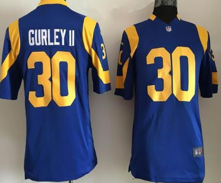 Nike St.Louis Rams 30 Todd Gurley II Blue Nike men game nfl Jersey