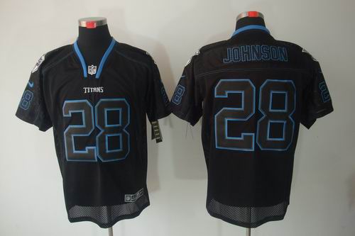 Nike Tennessee Titans 28 Chris Johnson Elite Black NFL Lights Out Jerseys