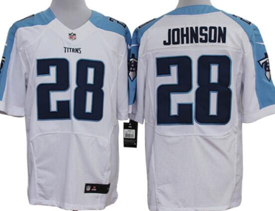 Nike Tennessee Titans 28 Chris Johnson White NFL elite Jerseys