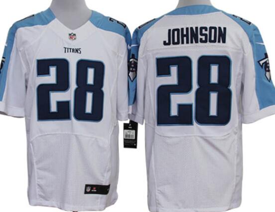 Nike Tennessee Titans 28 Chris Johnson White NFL elite Jerseys