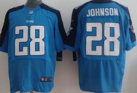 Nike Tennessee Titans 28 JOHNSON Elite Blue Jersey