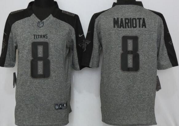 Nike Tennessee Titans 8 Mariota Gray Men Stitched Gridiron Gray Limited Jersey