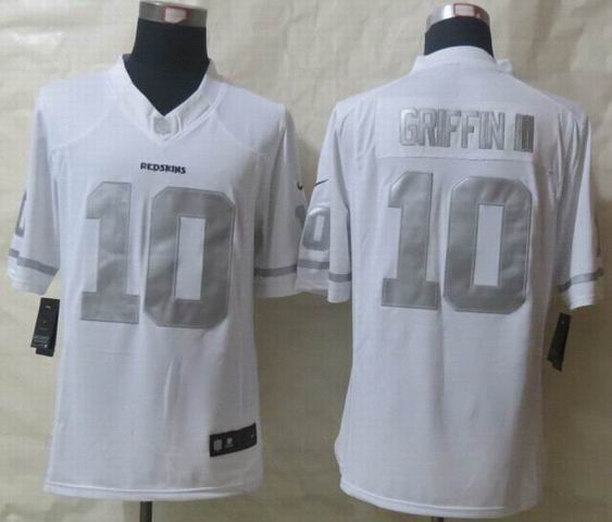 Nike Washington Red Skins 10 Griffin III Platinum White Limited Jerseys