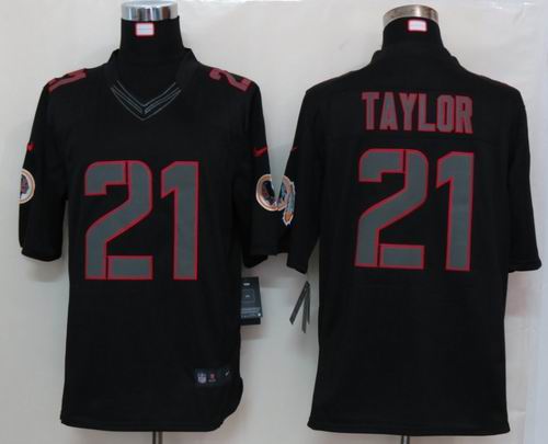 Nike Washington Red Skins 21 Taylor Impact Limited Black Jerseys