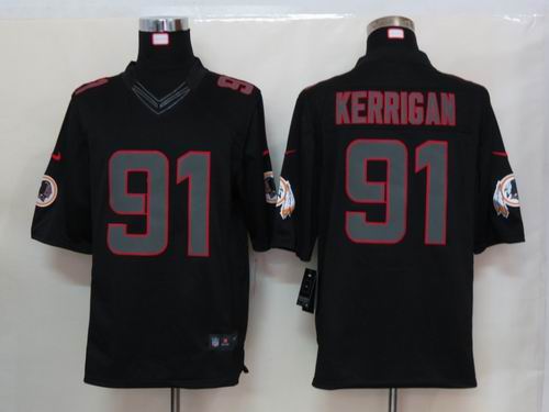Nike Washington Red Skins 91 Kerrigan Impact Limited Black Jersey