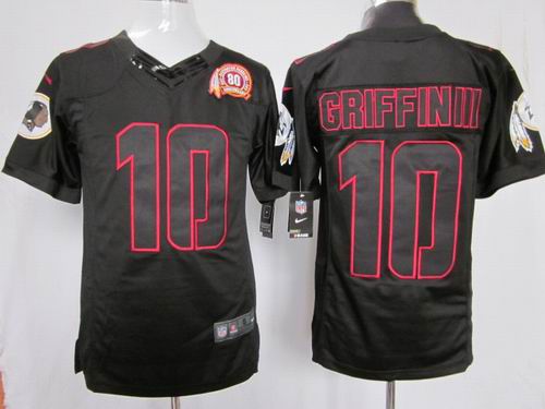Nike Washington Redskins 10 Robert Griffin III Impact Limited Black NFL 10th Anniversary Jerseys