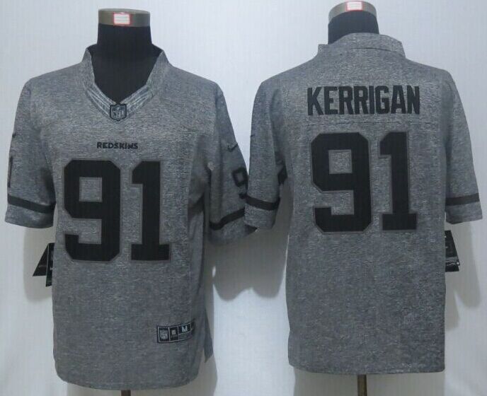 Nike Washington Redskins 91 Kerrigan Gray Men Stitched Gridiron Gray Limited Jersey