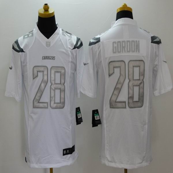 Nike san diego chargers 28 Melvin Gordon Platinum White game Jerseys