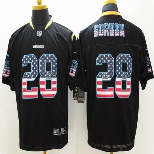 Nike san diego chargers 28 Melvin Gordon USA Flag Fashion Black Elite Jerseys