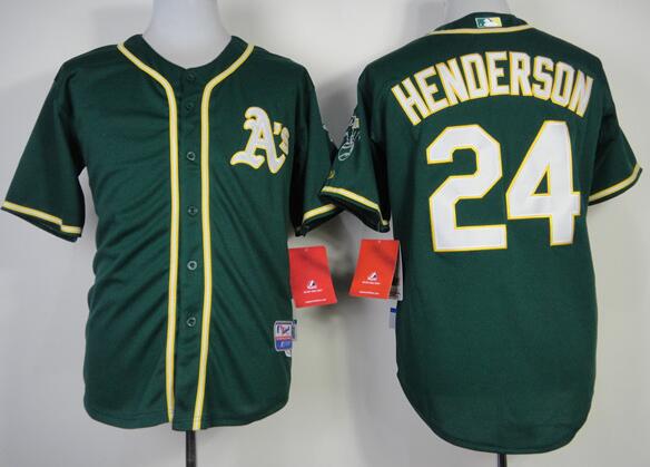Oakland Athletics 24 Rickey Henderson green men baseball MLB Jersey