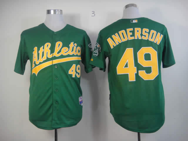 Oakland Athletics 49 Brett Anderson Green MLB Jerseys