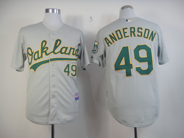 Oakland Athletics 49 Brett Anderson Grey MLB Jerseys