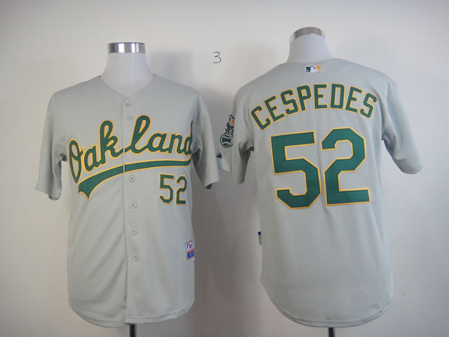 Oakland Athletics 52 Yoenis Cespedes Grey MLB Jerseys