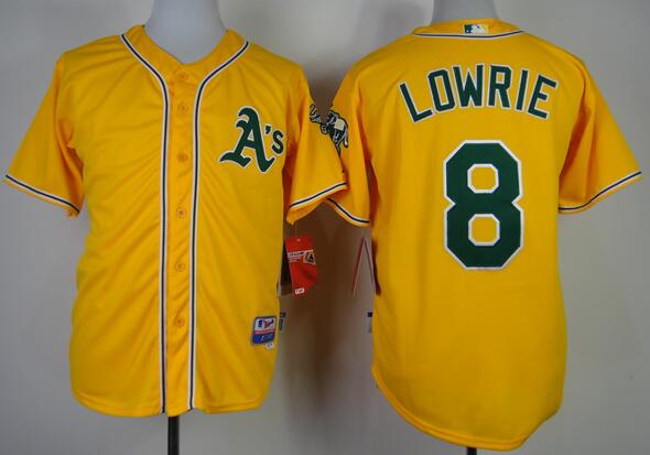 Oakland Athletics 8 LOWRIE yellow baseball jerseys