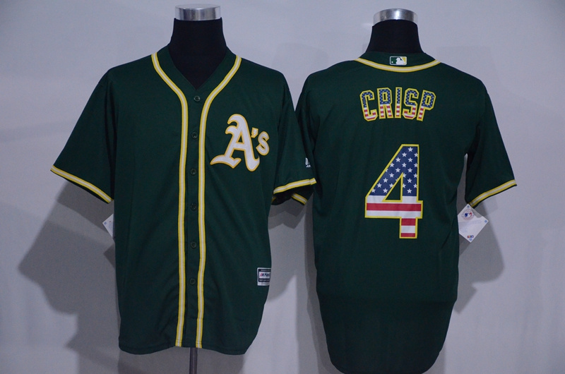 Oakland Athletics CRISP #4 Green usa flag baseball jerseys