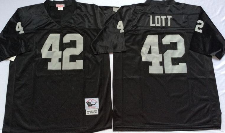 Oakland Raiders 42 Ronnie Lott Throwback black football Jersey