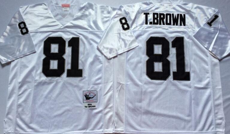 Oakland Raiders 81 Tim Brown White Throwback men nfl football Jerseys