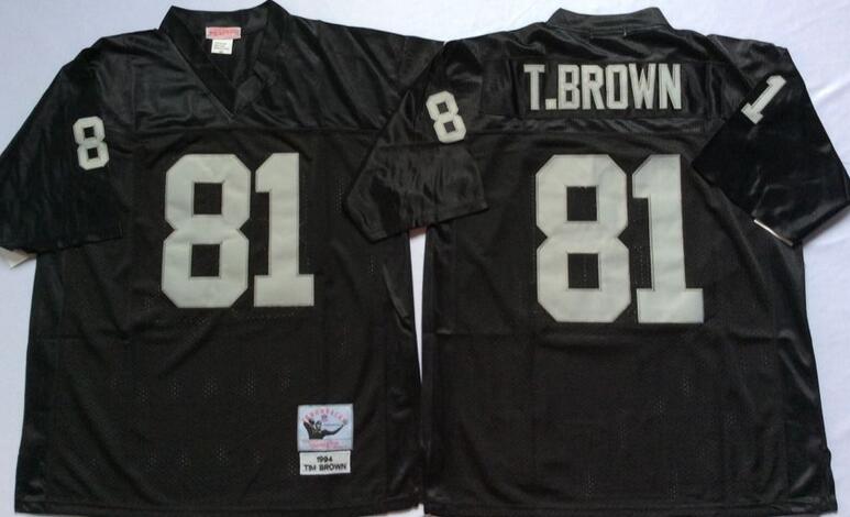 Oakland Raiders 81 Tim Brown black Throwback men nfl football Jerseys