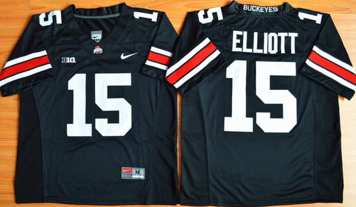 Ohio State Buckeyes 15 Ezekiel Elliott Black white men College ncaa Football limited Jerseys